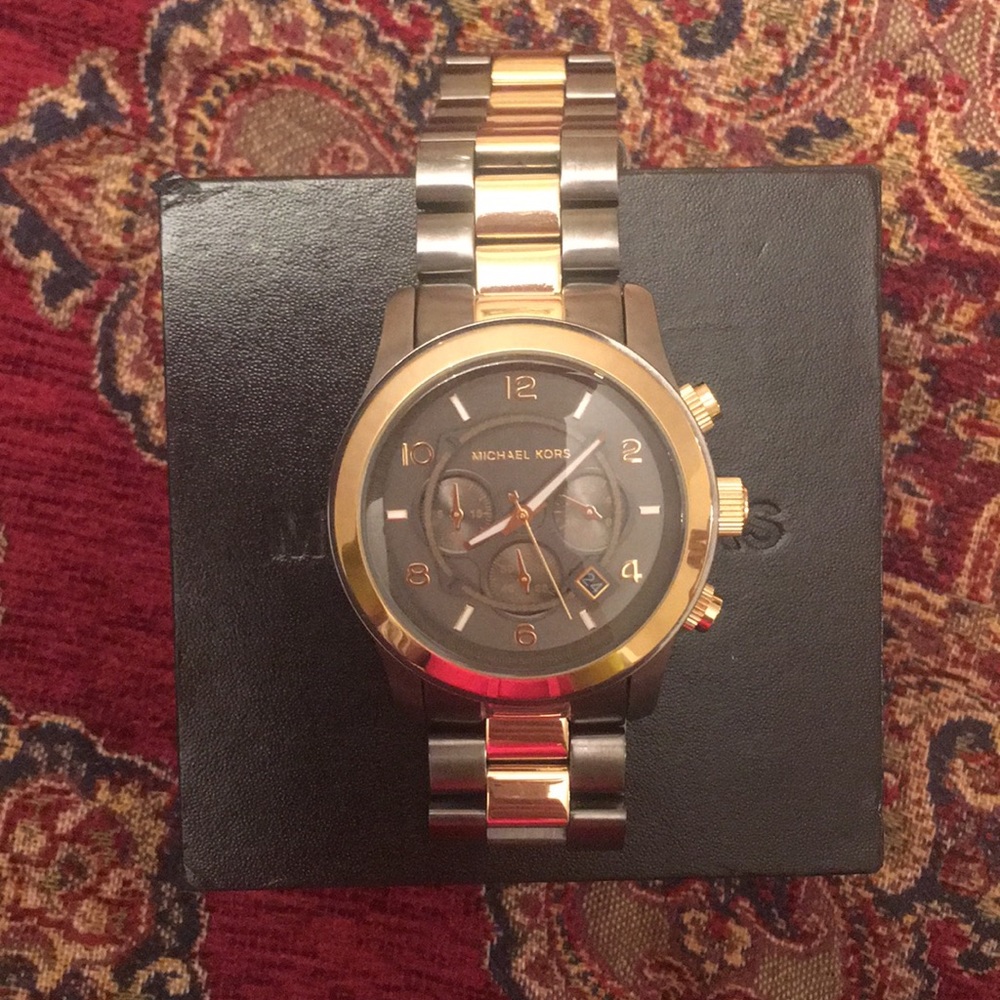 Michael Kors Gray/Gold Watch with Box